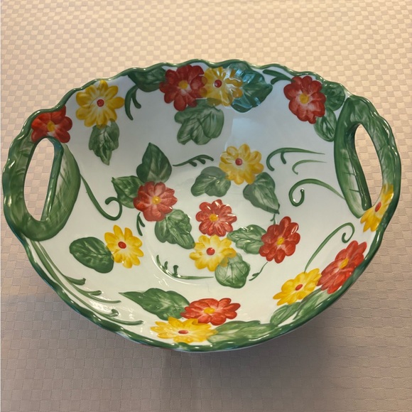 Temp-tations Presentable Ovenware by Tara 9” Serving Bowl Red Yellow Floral - Picture 9 of 9